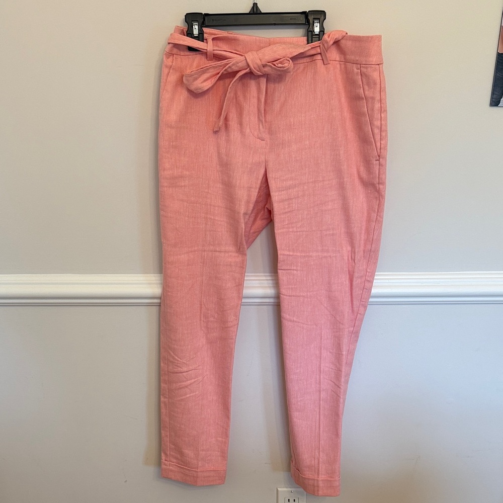 LOFT Tie-Waist Pink Women's Tapered Pants